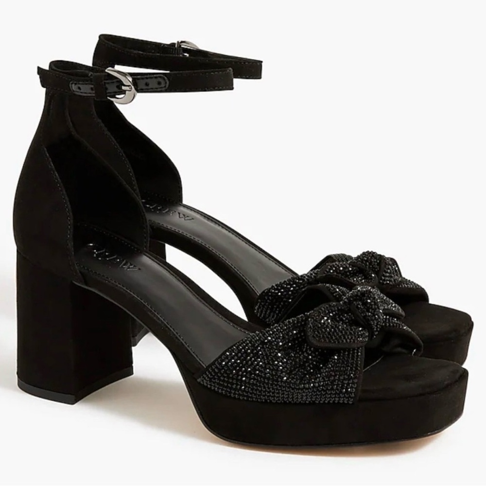 NWT J Crew Rhinestone bow platform heels